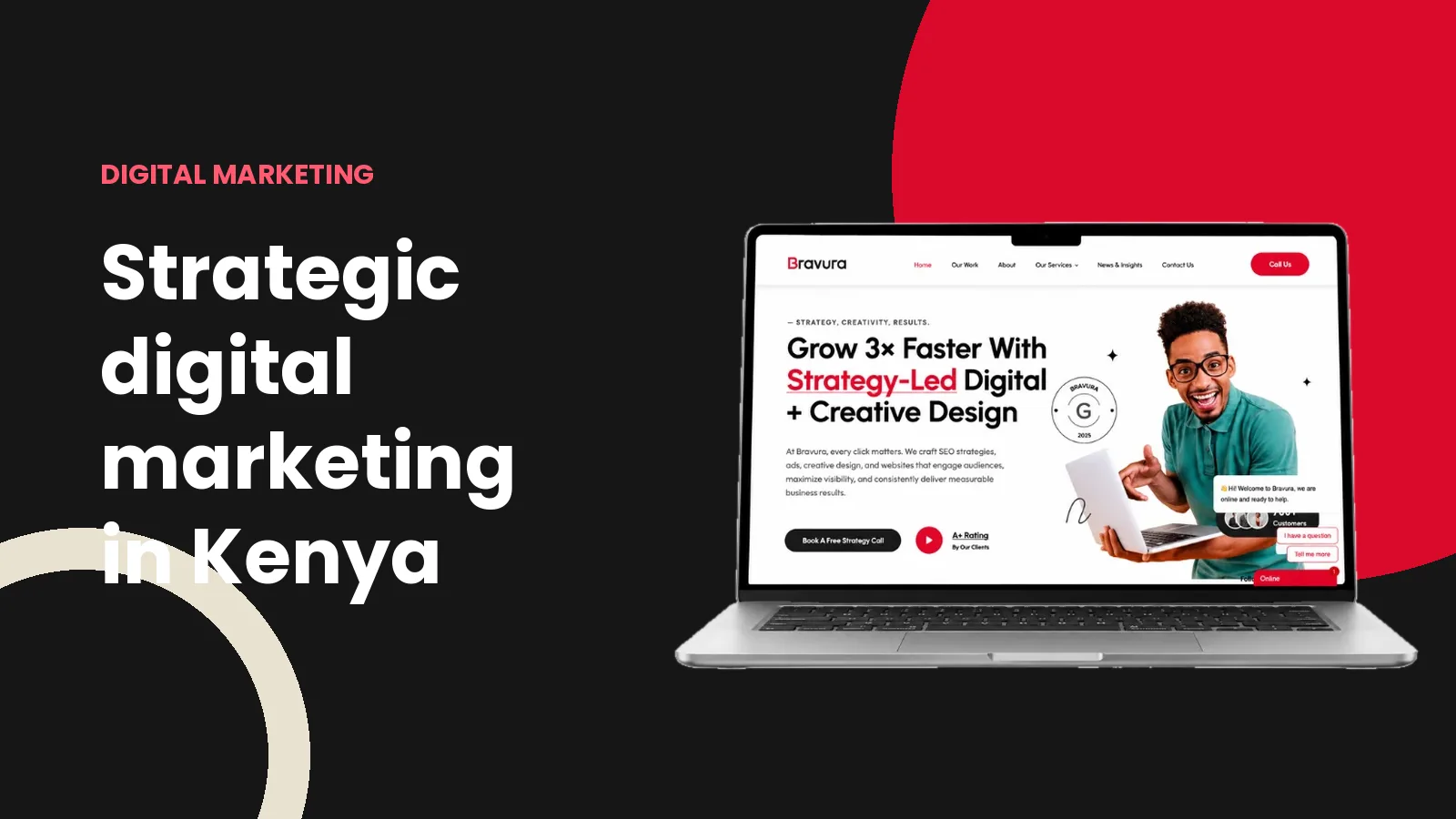 Laptop showing a Bravura-designed website, illustrating strategic digital marketing in Kenya