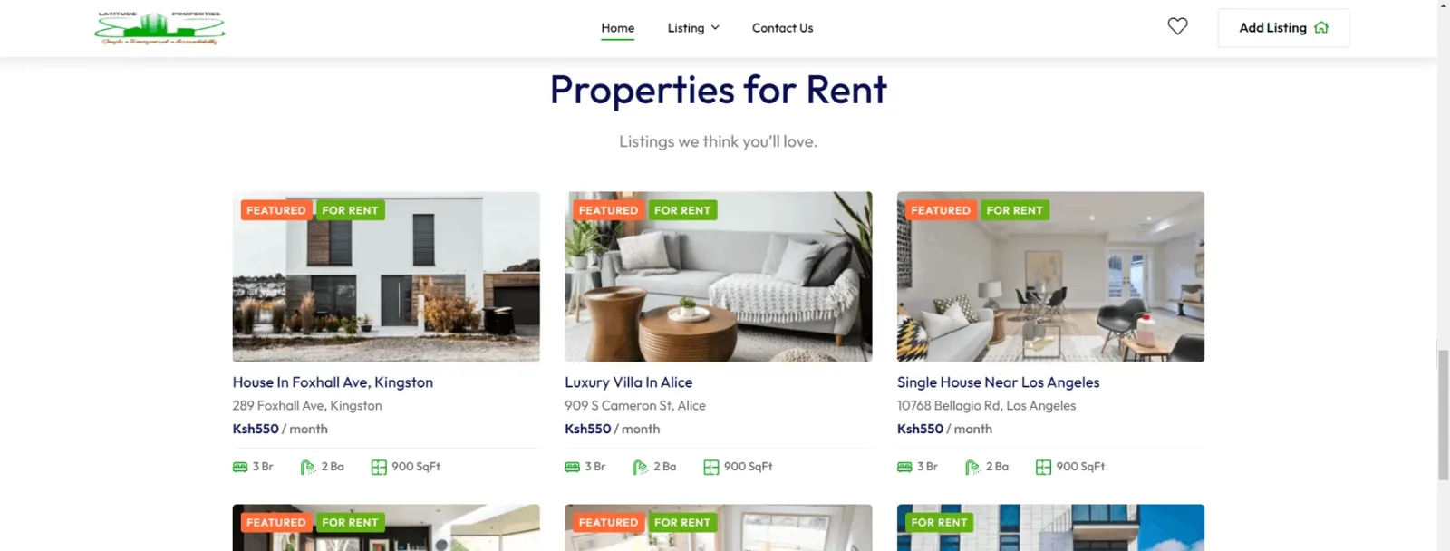 Latitude Properties listings page