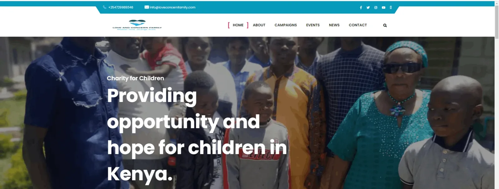 Love Concern Family charity website homepage