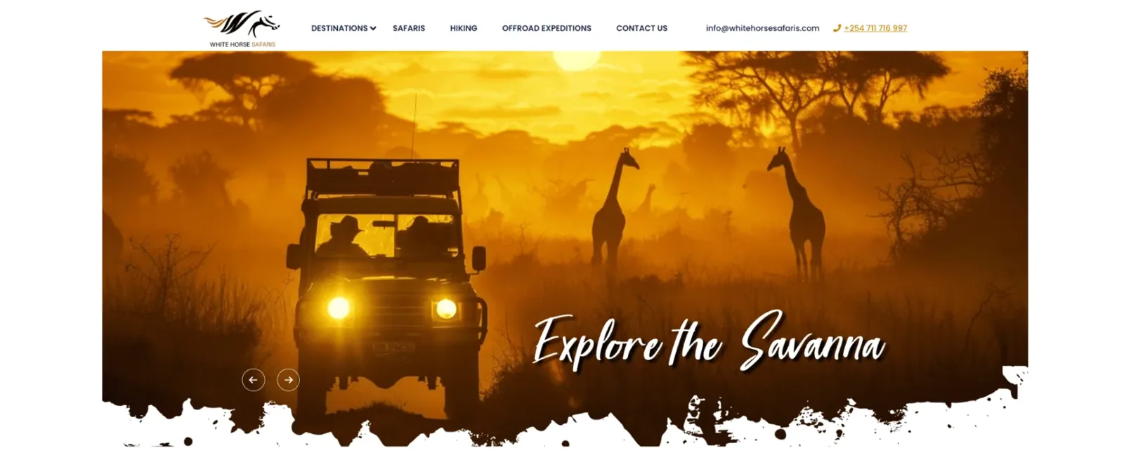 White Horse Safaris website: Explore the Savanna