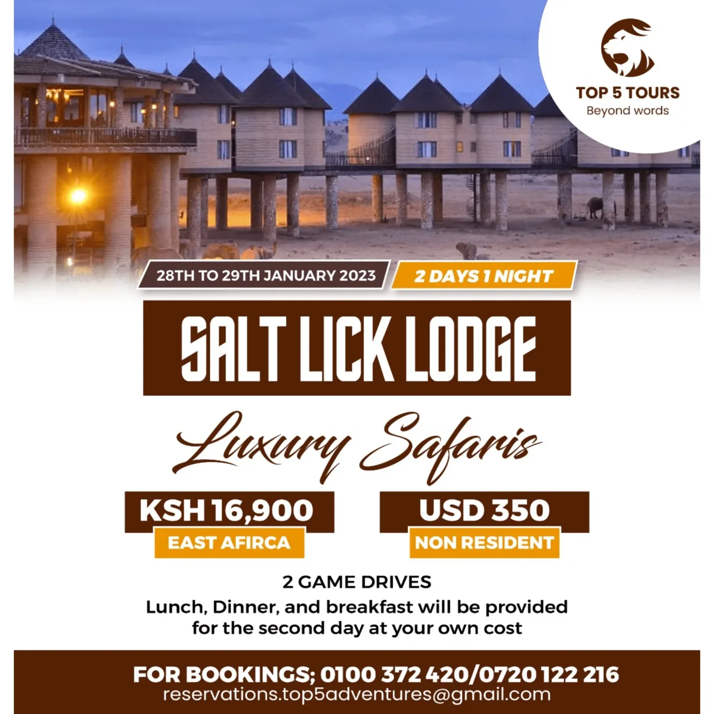 Salt Lick Lodge luxury safari poster