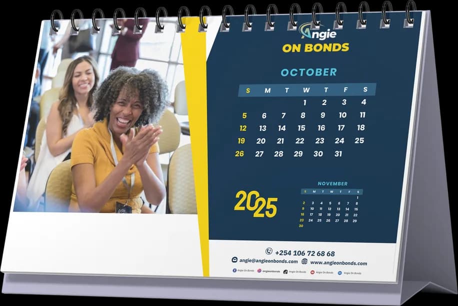 Angie on Bonds desk calendar